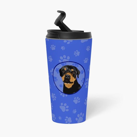 Rottweiler Black and Rust  Stainless Steel 16 oz  Tumbler, Blue - Picture 3 of 4